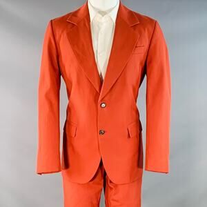 ACNE STUDIOS Size 34 Brick Polyester Cotton Twill Notch Lapel Wide Leg Suit